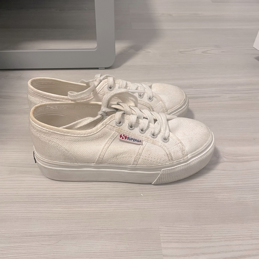 White platform Superga sneakers size 5